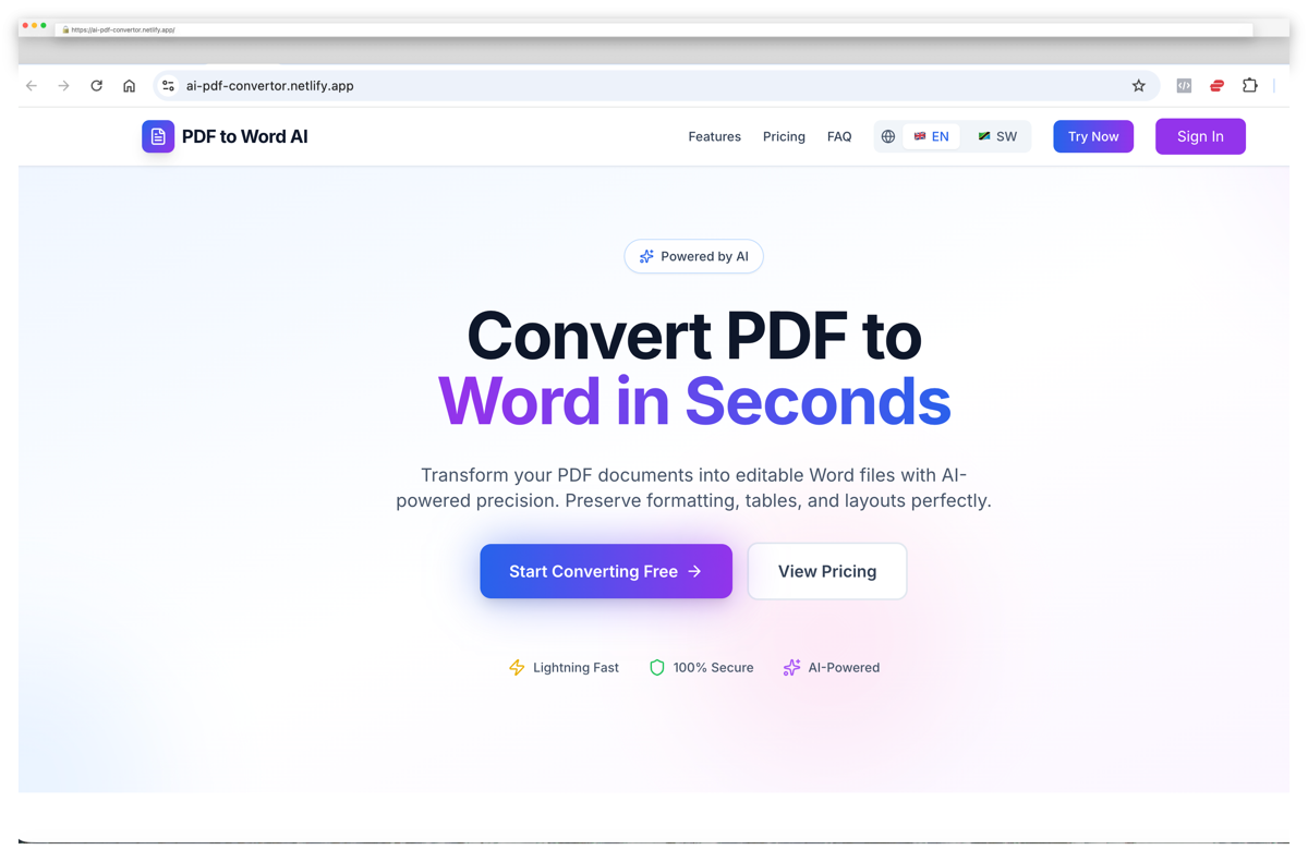 AI PDF Converter preview showing the application interface