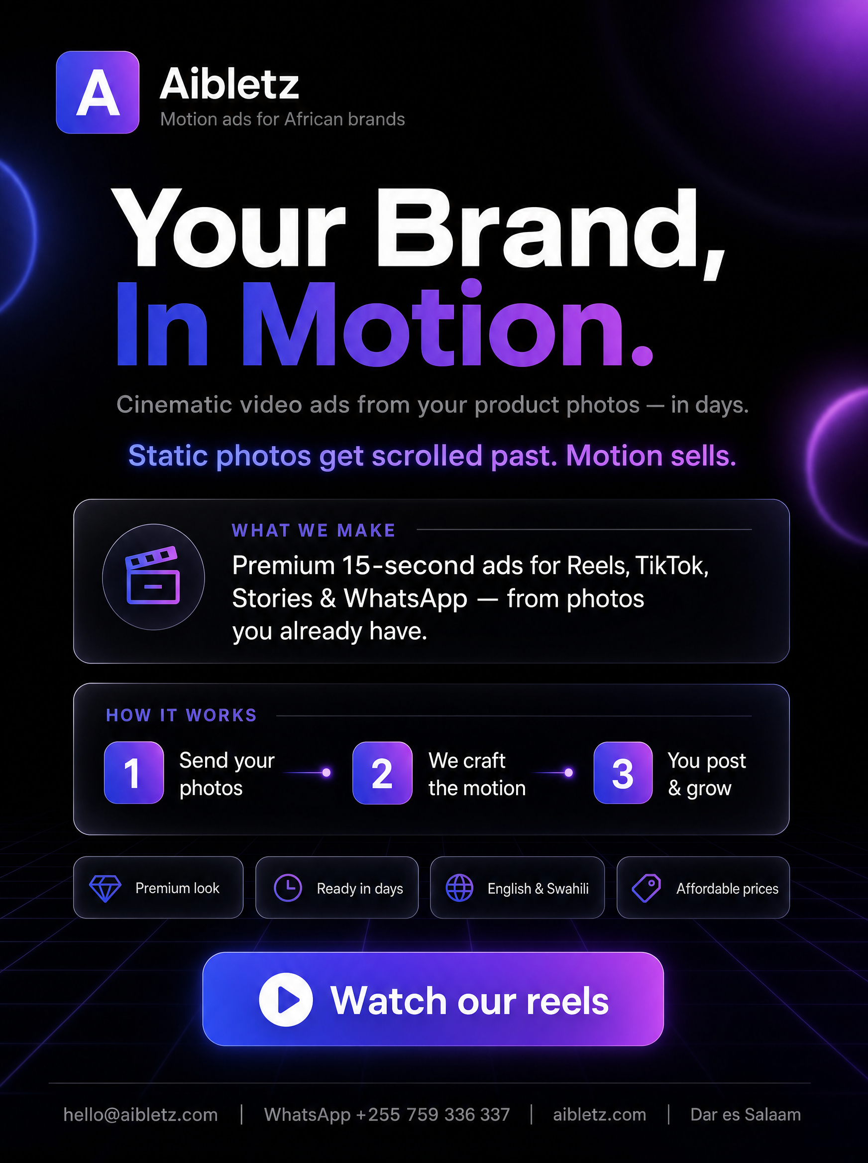 Aibletz Motion Video Ads — one-pager (English)